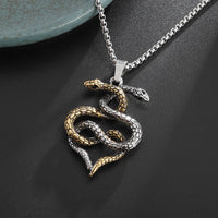 Retro Punk Double Headed Snake Animal Pendant Necklace for Men Women Fashion Rock Hip Hop Party Nordic Jewelry Gift