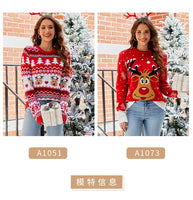 Christmas Knitwears Sweater Women Autumn And Winter New O Neck Long Sleeve Printed Fashion Casual Knitted Pullovers Feminina Top