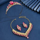 Ladies' Fashion Design Crown Necklace Earrings Jewelry Set Suitable for Wedding, Party, Festival Gifts