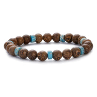 New Classic Natural Wood Beads Bracelets For Women Meditation Prayer Sliver Om Pendant Bracelet Men Wooden Yoga Jewelry