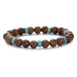 New Classic Natural Wood Beads Bracelets For Women Meditation Prayer Sliver Om Pendant Bracelet Men Wooden Yoga Jewelry
