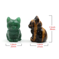 1.5" Cat Figurine Natural Stone Crystal Hand-carved Crystal Animal Statue Chakra Gem DIY Animal Handicrafts Artworks Home Decor