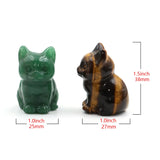 1.5" Cat Figurine Natural Stone Crystal Hand-carved Crystal Animal Statue Chakra Gem DIY Animal Handicrafts Artworks Home Decor