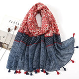 Ethnic Printed Cotton Hijab Viscose Tassels Scarf For Muslim Woman Hijabs Shawls Lady Soft Long Wraps Islim Headband Turban