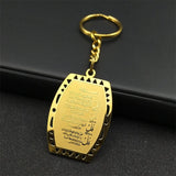 Islam Muslim Arabic Quran Medal Pendant Key Chain for Women Men Stainless Steel Gold Color Key Ring Religion Arab Jewelry Gift ﻿