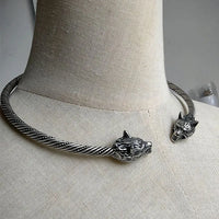 Medieval viking wolf copper Necklace Traditional Celtic Torq Torque, Authentic Neckand Ancient Norse Neck Ring Viking Torc