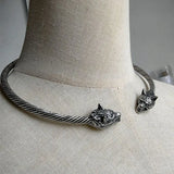 Medieval viking wolf copper Necklace Traditional Celtic Torq Torque, Authentic Neckand Ancient Norse Neck Ring Viking Torc