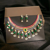 Luxury Retro Crystal Bridal Jewelry Sets for Women Ethnic Indian Gold Plated Wedding Necklace Earrings Sets Valentine's Day Gift
