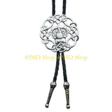 49MD Mens Gothic Western Bolo Tie Cowboy Necktie Metal Skull Moths Pedant Necklace