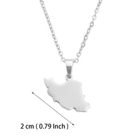 Anniyo 2CM Iran Map Pendant Necklaces Iranian Jewelry Stainless steel Material #327101