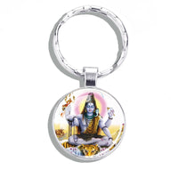 Hinduism Keychains Ganesha Vishnu Goddess of Kashmi Wealth Shiva Amulet Key Chain Glass Dome Keyring India Buddhism Jewelry Gift