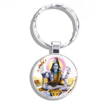 Hinduism Keychains Ganesha Vishnu Goddess of Kashmi Wealth Shiva Amulet Key Chain Glass Dome Keyring India Buddhism Jewelry Gift