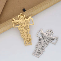 New fashion stainless steel hollowed cross Jesus large pendant DIY necklace bracelet keychain pendant accessories