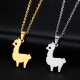 Lemegeton Cute Alpaca Stainless Steel Women's Necklace Pendant Fashion Collar Chain Jewelry Party Gift