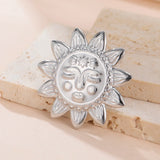 Dawapara Mayan Sun Symbol Brooches Pins Sun Face Maori Style Ancient Totem Aztec Jewelry Stainless Steel Anniversary Gift