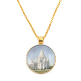 Anniyo Yezidi Lalish Glass Pendant Necklaces Holiest Temple of the Yazidis for Women Men Girls #D0047