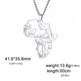 My Shape Africa Map Lion Elephant Monkey Giraffe Pendant Necklaces Men Women Stainless Steel Animal Chain Choker African Jewelry