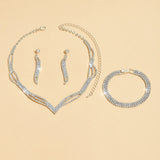 2025 New Design Hot-Selling  Necklace Earrings Bracelet Set Fashion Clavicle Chain Bridal Jewelry