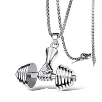 FIREBROS 2025 New Stainless Steel Vintage Gym Fitness Dumbbel Pendant Necklace Men Women Hiphop Rock Jewelry Gift Dropshipping