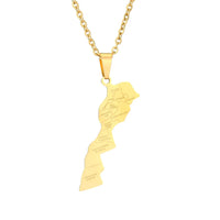 Stylish stainless steel Moroccan map with city pendant necklace lovers style style style personality collarbone chain accessorie