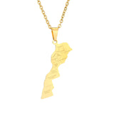 Stylish stainless steel Moroccan map with city pendant necklace lovers style style style personality collarbone chain accessorie