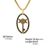 EUEAVAN Stainless Steel Triple Moon Goddess Pendant Necklace Box Chain Hollow Wheel of Hecate Choker Vintage Amulet Jewelry Gift