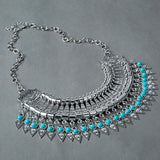 Fashion Ethnic Gypsy Bohemian Choker Necklace For Women Beads Drop Tassel Vintage Big Statement Collier Femme Party Jewelry Gift