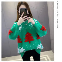 Christmas Sweater New Loose Velvet Thickened Knitted Bottoming Shirt Women Autumn and Winter Red Top