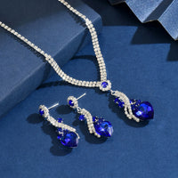 Ladies' fashionable peach heart design necklace earrings jewelry set suitable for daily wear and holiday gifts