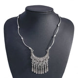 Ethnic Antique Silver Color Moon Choker Necklaces for Women Boho Turquoise Necklace Girls Party Jewelry Gifts