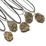 Natural Pyrite Crystal Pendant Necklace Women Men Release Anxiety Jewelry Reiki Energy Iron Rough Ore Mineral Specimen Necklaces