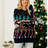 Vintage Style 2025 Christmas Women's Knitwear Warm Soft Sweaters Cartoon Print Casual Loose Jumper Xmas Look Female Pullover Top