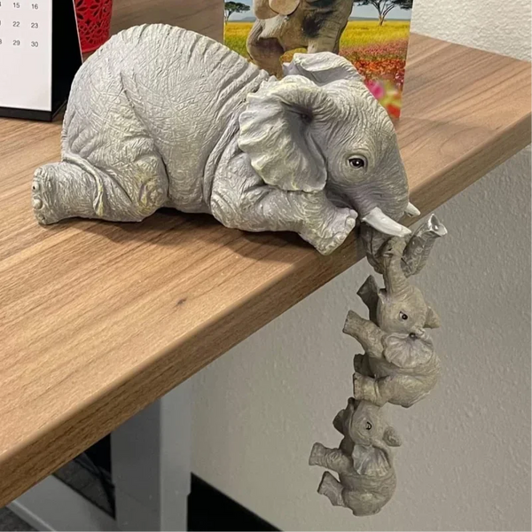 3 pieces/set Creative Elephant Pull Small Elephant Handmade Decoration Resin Home Decoration Cute Lucky Elephant Ornament
