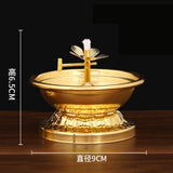 Golden Oil Lamp For Buddha With Glass Windproof Cover,Metal Buddhist Lantern Burner,Religious Candlestick Item