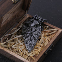 stainless steel Iron Color Viking spear Pendant Necklace with really cow leather chain As Men Gift