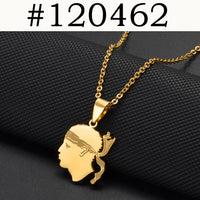 2025 NWE Corsica Flag Pendant Necklaces Sardinia Jewelry for Women Girl Stainless Steel Corse Sardegna #120462