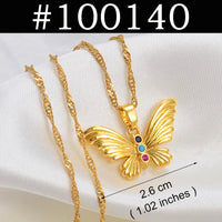 Anniyo Butterfly Mary Guadalupe Cross Butterfly Hamsa Charms Pendand Necklaces Wedding Party African Hawaiian Jewelry @@100040