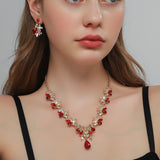 Ladies' Sparkling Flower Set, Necklace, Earrings, Jewelry Set, Suitable for Wedding, Party, Festival Gifts