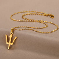 Greek Poseidon Neptune Trident Spear Necklaces Men Fashion Cross Sword Pendant Choker Black Stainless Steel Charm Unisex Jewelry