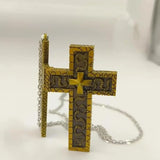 Vintage Cross Pendant Necklace with Secret Compartment Cross Necklace 3D Printed Charm Jewelry Necklace for Women Men