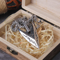 Odin's Spear Gungnir Viking Necklace For Men with Rune Symbol Raven’s of Odin LabradoriteNorse Mythology,Pagan Jewelry with box