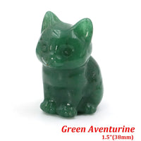 1.5" Cat Figurine Natural Stone Crystal Hand-carved Crystal Animal Statue Chakra Gem DIY Animal Handicrafts Artworks Home Decor