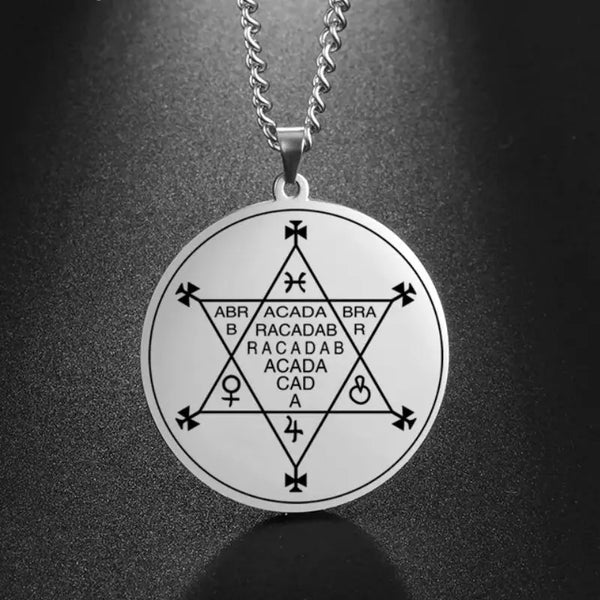 Dawapara Abracadabra Pendant Abraxas Cabalistic Magic Occult Esoteric Amulet Necklace Supernatural Stainless Steel Jewelry