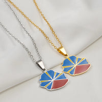 Anniyo France Reunion Island Map Flag Pendant Necklaces Stainless Steel Jewelry #512162