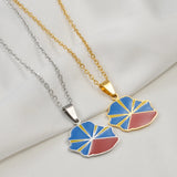 Anniyo France Reunion Island Map Flag Pendant Necklaces Stainless Steel Jewelry #512162