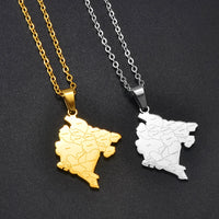 Anniyo Montenegro Map With Cities Name Pendant Necklaces for Women Men Jewelry Stainless Steel Chain #324001