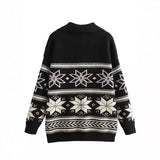 2024 Women Christmas Sweaters Long Sleeve Turn-down Collar Oversized Ugly Holiday Knitted Pullover Sweater
