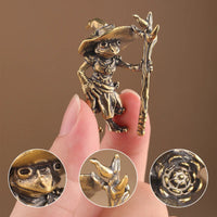 Vintage Brass Frog Wizard Statue Desktop Ornament Metal Cute Figurines Miniatures Home And Office Decoration Car Ornaments