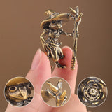 Vintage Brass Frog Wizard Statue Desktop Ornament Metal Cute Figurines Miniatures Home And Office Decoration Car Ornaments