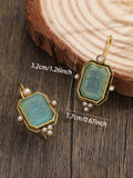 Elegant Vintage Geometric Pearl Pendant Drop Earrings Women Exquisite Hanging Piercing Earring Wed Bridal Jewelry Gift